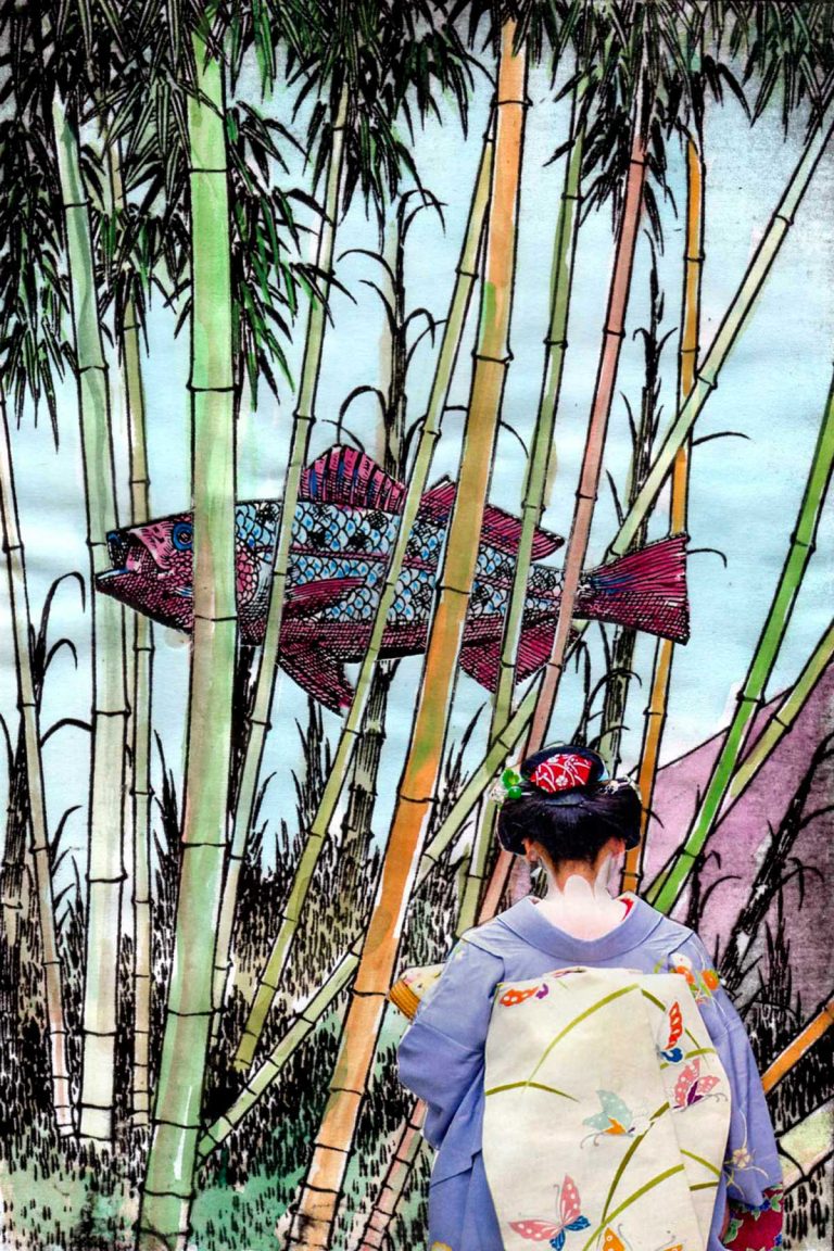 Collage: passeggiata tra i bambu