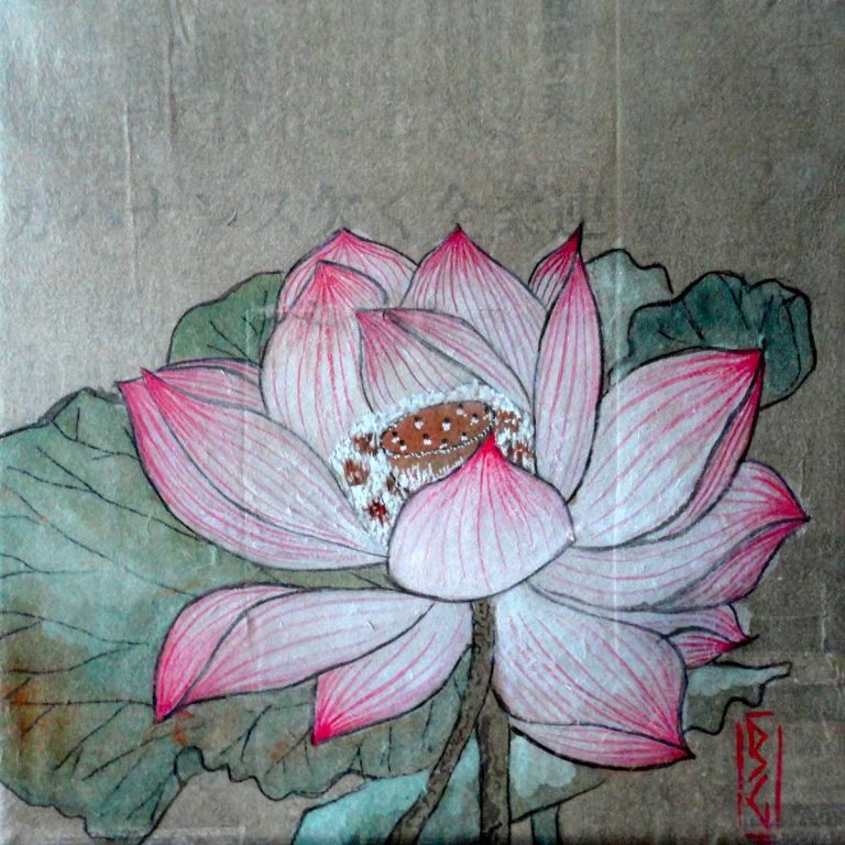 pittura in stile giapponese - Fiore di loto