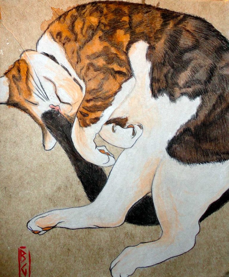 pittura in stile giapponese - Gatto