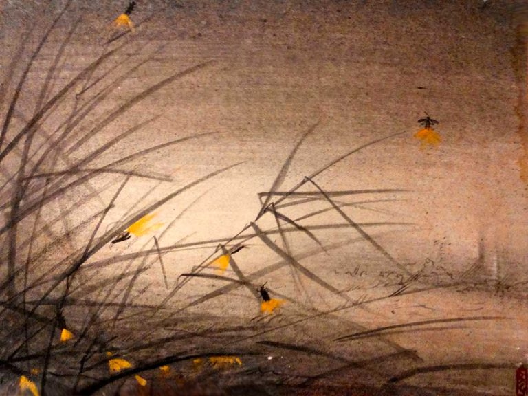pittura in stile giapponese - Lucciole