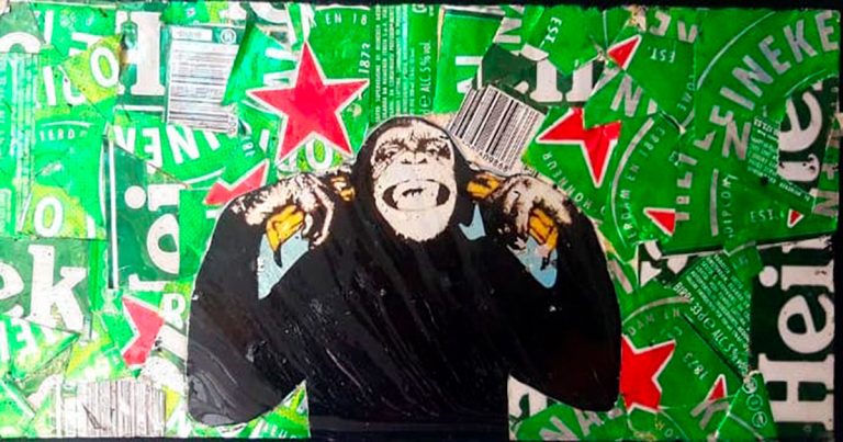 Collage+pittura creativa - scimmia